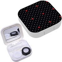 Portable Contact Lens Case Box Travel Kit Mirror + Bottle + Tweezers Container Holder [ Vintage Hearts ]