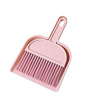 Small Dustpan Brush for Sweeping Up Cat Litter,Mini Broom and Dustpan,for Table Count&Small Area Cleaning,Broom/Brush Clip on Dustpan (Pink)