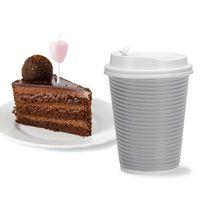Nicole Home Collection Disposable Hot Paper Cups With Lids, Double Wall & Ripple Insulation For Heat Protection,Silver, 30 Count - 12 oz.
