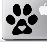 Heart Dog Paw #2 - Veterinarian Office Animal Lovers - Black 5" Vinyl Decal Sticker Car Macbook Laptop