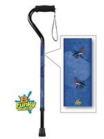 Walking Cane Foam Handle Offset Blue Bird Design Adjustable Aluminum Men or Women