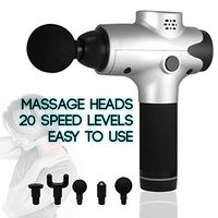 Handheld Percussion Massage Gun Deep Tissue Muscle Massager Rechargeable Massage Device with 20 Speed Levels and 5 Massage Heads (Silver)