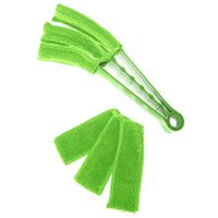 Venetian Blind Cleaner, wotu Triple Micro Fabric Slats Brushes Dry & Wet Cleaning with Removable Washable Sleeves Green