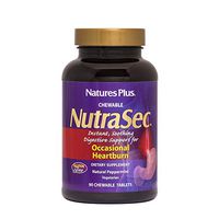 NaturesPlus Nutrasec Chewable Tablets - 90 Tablets - Natural Peppermint Flavor - Instant, Soothing Digestive Support For Occasional Heartburn - 90 Servings