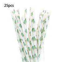MOMU 25PCS Cactus/Turtle Leaf Drink Juice Paper Straws Children Birthday Party Decorations