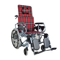 FXNN Transport Wheelchair Lie Flat Wheelchair - Aluminum Folding Manual Wheelchair Elderly Scooter Disabled Bicycle Brake Function Walker (Color : Red)