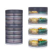 Weekly Pill Organizer, KIGI Portable Pill Case Box with Extra Lid 4 Times 7 Day Moisture Proof Vitamin Storage Container Pill Dispenser Reminder with Label for Vacation(Gray 3.1 * 5.9Inch)