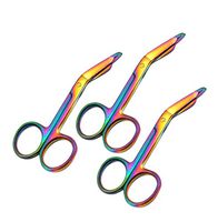 LAJA IMPORTS 3 Lister Bandage Scissors 3.5" Stainless Steel Multi Color Rainbow
