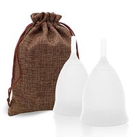 TIMKDLE Mendical Grade Silicone Menstrual Cup 2Set of Large and Small White Feminine Hygiene Period Cups with Carry Bag (Large & Small)