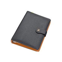 Handcover Business & Meeting A5 Active Page Loose Leaf Leather Belt Buckle Stationery Diary Notebook Diary Thickened Notepad (Black)