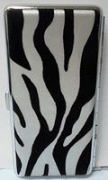 1 Eclipse Soft Faux Suede Leatherette Zebra Print Cigarette Case with Mirror, Fits 120's Cigarettes, Can Hold 14 Cigarettes