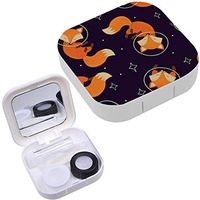 Portable Contact Lens Case Box Travel Kit Mirror + Bottle + Tweezers Container Holder [ Fox Space ]