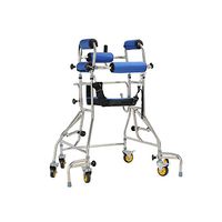 Walkers Lxn Standing Walk Stand Walk Aid/Stand Frame with Seat Wheel Rehabilitation Device Folding Height Adjustable Lower Limb Disabled Skid Stand Children Stand Frame