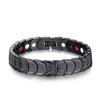 PINGMAI Fashion Jewelry Titanium Steel Magnet Bracelet Relieves Arthritis Pain 21.5cm×1.2cm Black