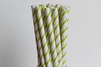 Lime Green Narrow Striped Paper Straws (75)