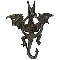 Design Toscano QH18636 Tintagel Castle Dragon Foundry Iron Door Knocker, Black