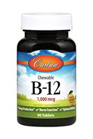 Carlson - Chewable B-12, 1000 mcg, Energy Production & Nerve Function, Optimal Wellness, Lemon, 90 Tablets