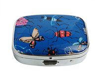 XUTAI Custom Personalized Square Stainless Steel Silver Glass Travel Pill Case Vitamin Decoration Box (Colored Insects)