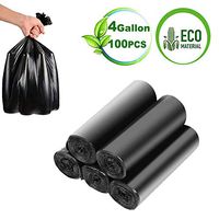 Trash Bags Biodegradable, 4-6 Gallon Garbage Bags Recycling & Degradable Strong Rubbish Bags Bathroom Trash Can Liners for Bedroom Home Kitchen Office Car Waste Bin (100 Counts,Black)
