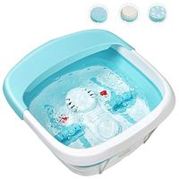 COSTWAY Foldable Foot Spa Bath Massager, 3 in 1 Function Electric Heated Feet Massager with Red Light, Air Bubble, Motorized Massage Tub with Massaging Rollers, Pumice Stone, Scrub Brush (Green)