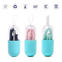 G'SOUL Folding Drinking Straw Portable Straw Medical Grade Silicone Tube Collapsible Reusable Straw with Case and Cleaning Brush,Reusable and Foldable Drinking Straw for Travel and Household-3 Packs