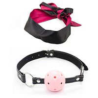 JKN Open Breathable Mouth Ball and Satin Blindfold Eye Mask (GGG-67) (Pink)