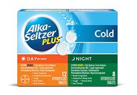 Alka-Seltzer Plus Day and Night Cold Medicine Effervescent Tablets with Pain Reliever/Fever Reducer, 20 Count