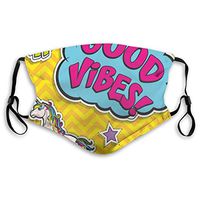 Fashion Comfortable Windproof mask,Fantastic Colorful Fun Design Cute Magic Unicorn Speech Bubble Stars and Donut,Printed Facial Decorations for Unisex M