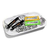 Smizzle Medium Rolling Tray - White Pixel Captain Skull. 10.75x6.25x0.75 - Bundled with Trial Packs and Tubes