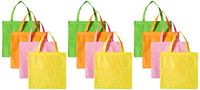 12 Large Neon Tote Bags, Assorted Colors
