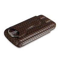 Lxc Smoking Set/Travel Portable Cigarette Case Can Hold 3 Cigars Leather Cigar Tube Cigar Scissors Men's Gift Box Black Brown Mute (Color : Brown)