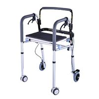 Walkers Locked Aluminum Alloy Double Armrest Folding Wheel Elderly Disabled Walking Auxiliary Four-Legged Stick 53.5cm52cm85cm MUMUJIN
