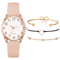 Analog Quartz Watches for Women Fashion Rhinestone Simple Bracelet Watch Suit