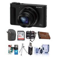 Sony DSC-HX80 Digital Camera, Black - Bundle with 32GB SDHC Card, Camera Case, Spare Battery, Cleaning Kit, Table Top Tripod, Memory Wallet, Card Reader, Software Package