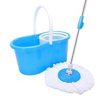 360° Microfiber Spin Mop with Bucket & Dual Mop Heads Blue