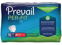 First Quality Prevail Nu-Fit Adult Brief Medium, 32" to 44" Waist, White (Bag of 16 Each)