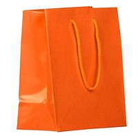 JAM PAPER Glossy Gift Bags with Rope Handles - Medium - 8 x 4 x 10 - Orange - 6 Bags/Pack