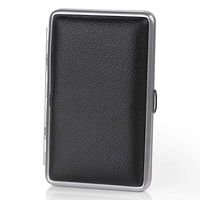 LC_Kwn Fine Cigarette Leather Cigarette Case, Can Accommodate 14 Ordinary Cigarettes, Creative Gifts, Ultra-Thin Portable,Black