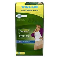 Depend Incontinence Underwear, Maximum Absorbency, Womens XL, Waist Size 48-64 Inch, 13406 (Case of 52)