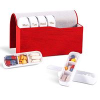 Pill Organizer 3 Times a Day with PU Leather Case, YOCEAN Small Weekly Pill Box, 7 Day Vitamin Containers, Portable Travel Medication Pill Case，Med Case for Fish Oils, Daily Pill Holder for Supplement