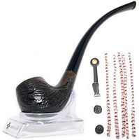 ShowJade Tobacco Pipe Bent Handmade from Indian Ebony with Unique Patterns