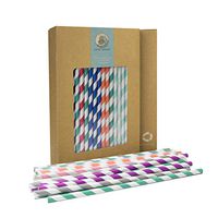 Go Turtle! Biodegradable Paper Straws, 100-pack Biodegradable 0.23 inch X 7.75-inch Eco-Friendly Paper Drinking Straws for Juices, Shakes, Smoothies, Party Supplies Decorations - Multi Color