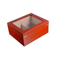 Alcoholic Spanish Cedar Wood Cigar Humidor Transparent Glass Top Large Capacity Cigarette Case