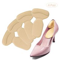 Heel Cushion Inserts,Heel Grips,Shoe Pads for Women Flat or High Heel(4 Pair) to Prevent Heel Slipping, Improve Shoes Too Big, Rubbing, Blisters, Foot Pain(Beige)