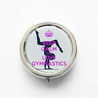 RhyNSky Keep Calm and Be A Gymnast Mini Portable Pocket Pill Box Case Holder for Purse, 3 Compartments, Silvery, C1435
