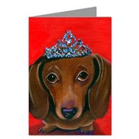 Dachshund Wearing a Crown Notecard Set