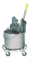 Royce Rolls Stainless Steel 4-Gallon Round Mop Bucket and 12-16 oz. Mop Wringer Combo on 3" Casters - #404