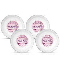 [160 Count - 9 Inch Plates] Laura Stein Premium Heavy Weight Crystal Clear Disposable Plastic Dinner Size Plate, Great For Wedding, Event, Parties, Catering, Buffets, 4 Packs