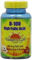 Nature's Life B--100 High Folic Acid, 100 Mg, 100 Capsules