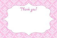 30 Blank Thank You Cards Notes Pink Damask Girl Birthday Baby Shower + 30 White Envelopes
